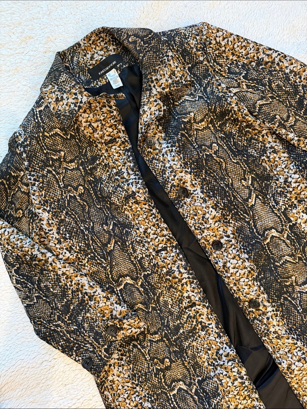 Jones New York Snake-Print Trench Coat in Brown and Black